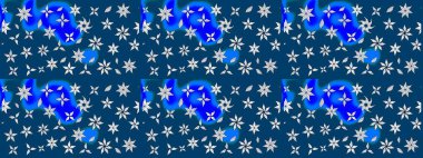 Mavi kıvırcık çiçekler mavi renkte şekillenir. Klasik çiçek tasarımı elementleri. Raster illüstrasyonu.