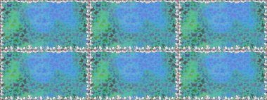 Raster. Kelebek desenli mavi ve yeşil. Kusursuz. Kumaş, kağıt, ambalaj kağıdı ve duvar kağıdı tasarımı için mükemmel bir arkaplan.