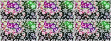 Düz Çiçek Elementleri Tasarımı. Renkli Bahar Temalı Kusursuz Arkaplan. Raster illüstrasyonunda kusursuz çiçek deseni. Süslü kumaş deseni.