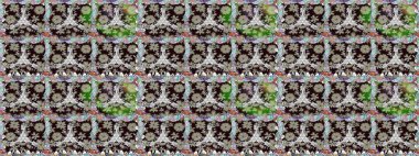 Raster Floral Illustration, Asyalı tekstil. Gri ve nötr renklerde etnik çiçeklerle kusursuz bir desen..