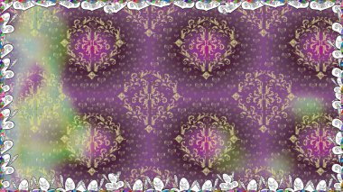 Renkli Bahar Temalı Kusursuz Arkaplan. Mor renkli çiçekler. Çiçeksiz desenli arka plan, yaz çiçekleri. Düz Çiçek Elementleri Tasarımı.