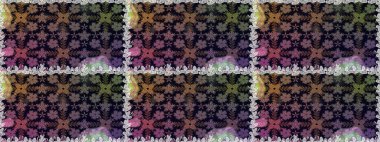 Siyah ve gri renklerde etnik çiçeklerle kusursuz bir desen. Raster Çiçek İllüstrasyonu güzel tekstil..