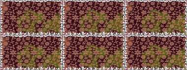 Varicolobrown raster kusursuz illüstrasyon. Birçok kahverengi ve soyut çiçekli tropikal desenler. Küçük çiçekte sevimli çiçek deseni var..