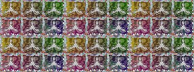 Raster illüstrasyonu. Şirin karalama çiçekleri olan kusursuz çiçek desenleri. Raster illüstrasyonu. Eskiz tarzı kahverengi renklerde. El yapımı çiçek ve bitki koleksiyonu.