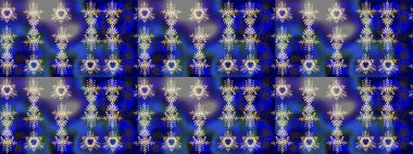 Raster illüstrasyonu. Kristal kar taneleri mavi, gri ve mor renklerde.