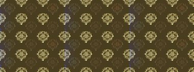 Raster geometrik arka plan. Altın rengi, kusursuz çizim. Senin tasarımın için, duvar kağıdı. Kahverengi, yeşil ve gri renklerde, altın çiçekli altın desenler..