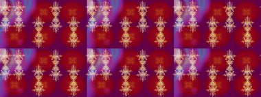 Noel stili. Kırmızı, mor ve mor renkli kar taneleri. Raster illüstrasyonu.