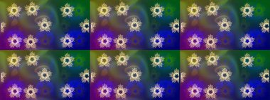 Güzel soyut kar tanesi raster tasarımı. Düz kar karalama ikonları, kar taneleri silueti mavi, yeşil ve menekşe renkleri noel afişi, kartlar. Yeni yıl kar tanesi.