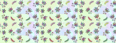 Renkli arka plan üzerinde izole suluboya kar taneleri. Kış sembolü. Kış. Raster illüstrasyon.