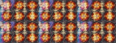 Kahverengi, gri ve turuncu renkler. Raster illüstrasyonu. Noel ve yeni yıl moda baskıları için tatil tasarımı. Kar tanelerinin soyut arkaplanlı Noel deseni.