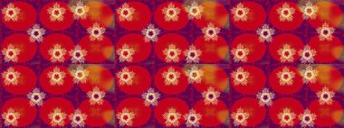 Renkler. Kırmızı, mor ve turuncu kar taneleri. Kar tanelerinin soyut arkaplanı olan şirin bir Noel arkaplanı. Raster illüstrasyonu. Noel ve Yeni Yıl moda baskıları için tatil tasarımı.