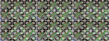 Moda baskıları için zarif bir şablon. Halk tarzı. Modern çiçek arkaplanı. Parlak renkli çiçekleri ve gri yaprakları olan, kusursuz çiçek desenleri..