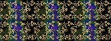 Siyah, yeşil ve gri renkli kristal kar taneleri. Raster illüstrasyonu.