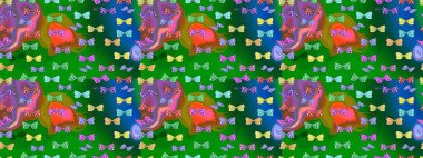 Raster. Yeşil arka planda güzel renkli kelebek. Sırtın için parlak bir dövme. Tropik gerçekçi kelebek. Kelebek tasviri.