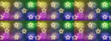 Kar Tanesi Simgesi. Raster illüstrasyonu. Yeşil, mor ve nötr renklerde izole kar taneleri. Raster illüstrasyonu.