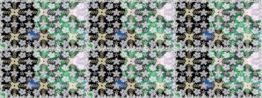 Raster illüstrasyonu. Çiçekli karalama şeklinde Raster çiçek deseni. Gri renkte bahar çiçekleri..