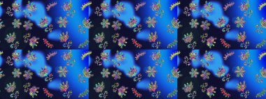 Çiçek. Taslak dekoratif arka plan, çiçek mandala. Raster illüstrasyonu. Mavi, gri ve yeşil renklerde.