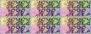 Barok tarzında altın çiçekli süs. Damask pürüzsüz yineleme kalıbı. Antika altın tekrarlanabilir duvar kağıdı. Tarafsız renklerde altın element.