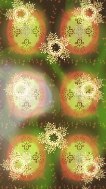 Noel süsleri ve Noel süsleri. Raster Noel soyut renkli arkaplan ve düşen kar tanesi.