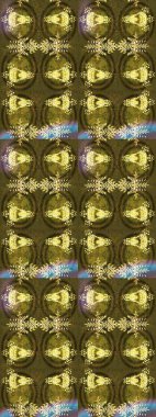 Renkli süs kenarı. Raster illüstrasyonu. Kahverengi renklerde. Hint süsü. Çiçek duvar kağıdı. Kusursuz desen.