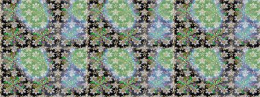 Gri renkli güzel bir tekstil. Çiçeklerle suluboya desenli çiçek deseni. Raster illüstrasyonu.