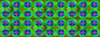 Renkli arka planda izole kar taneleri. Raster illüstrasyonu. Kar taneleri radyal yeşil, mavi ve mor renkler.