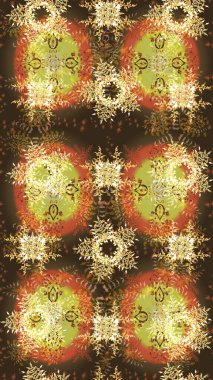 Kar taneleri tasarımı. Modern tasarım posteri, kapak, kahverengi, sarı ve turuncu renkli kart tasarımı. Son moda kar taneleri ve elementler onun kartlarını gösteriyor. Retro biçim dokusu, şablon kış elementleri.