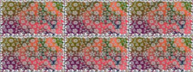 Çiçekli kusursuz retro desen. Düz Çiçek Elementleri Tasarımı. Renkli Yaz Temalı Kusursuz Arkaplan. Kahverengi renkte çiçekler.