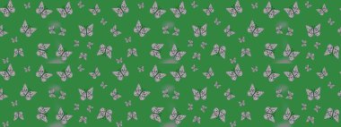 Yeşil arka planda izole edilmiş web tasarımı için renk çizgisi raster seti. Kelebek. Çizim.