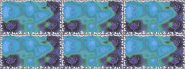 Mavi renkli çiçekler. Raster illüstrasyonunda kusursuz çiçek deseni.