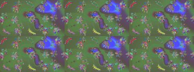 Yeşil, mor ve gri renkte kar tanesi süsü. Kar tanesi süsü Raster illüstrasyonu. Güzel süs eşyası. Kar taneleri izole edildi.