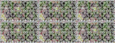 Güzel çiçekli ve yapraklı kusursuz desenler gri renklerde suluboya desenli, duvar kağıdı, kart ya da kumaş için fayanslı. Raster illüstrasyonu.