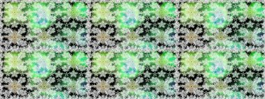 Raster illüstrasyonu. Yeşil renklere karalamalar çizen kusursuz çiçek deseni.