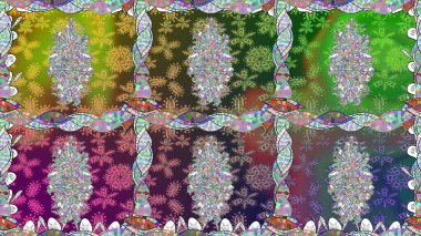 Kusursuz çiçek deseni. Raster illüstrasyonu. Raster illüstrasyonu. Yeşil renkli çiçekler. Asya tekstil tarzında.