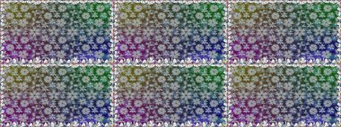 Çok renkli, zarif küçük çiçekler ve gri renkli komik böcekler, raster desen, illüstrasyon.