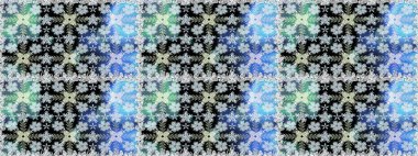 Mavi renklerde. Raster illüstrasyonu. Çiçek buketleriyle klasik tarzda kusursuz desen.