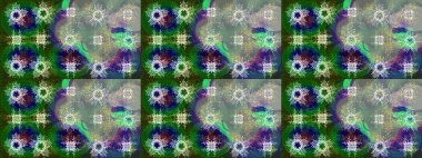 Raster illüstrasyonu. Tarafsız, gri ve yeşil renklerde altın elementlerle klasik eskiz deseni.