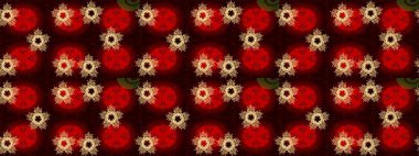 Altın karalama fantezi yaprakları ve siyah, kahverengi ve kırmızı renklerde çiçek Raster soyut çiçek çelenk. El yapımı dekoratif çerçeve, albüm kapağı, tebrik kartı, klasik Art deco tarzı.