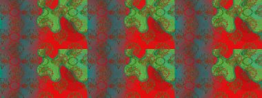 Raster suluboya çiçek deseni, narin çiçekler, yeşil, kırmızı ve kahverengi çiçekler, tebrik kartı şablonu. Güzel kumaş deseni.