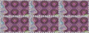 Düz Çiçek Elementleri Tasarımı. Renkli Bahar Temalı Kusursuz Arkaplan. Raster illüstrasyonunda kusursuz çiçek deseni. Mor renkte çiçekler.