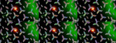 Noel süsleri ve Noel süsleri. Raster Noel soyut renkli arkaplan ve düşen kar tanesi.