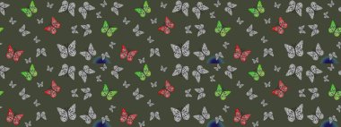 Kelebek, kanat, neon renkli yaratıcı raster arka plan. Kızlar, erkekler, elbiseler, duvar kağıtları için soyut çizim kalıbı. Tekstil ve kumaş için komik kelebek deseni. Moda tarzı.