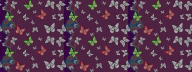 Kahverengi renkte soyut sevimli kelebek. Basit bir şekilde. Raster illüstrasyonu. Taslak şablon arkaplanı.