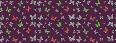 Raster illüstrasyonu. Robot resim. Davetiye, kart ve parmak izi için basit kadınsı bir model. Kahverengi arka planda kelebek.