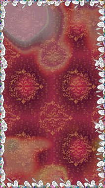 Kibarca, kırmızı renkte bahar çiçekleri. Raster illüstrasyonu. Çiçek ve yapraklı karalama şeklinde Raster çiçek deseni.