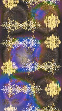 Raster kar taneleri arka plan. Snowflakes desen. Kar tanesi renkli desen. Raster resim. Renk arka plan üzerinde izole soyut kar taneleri ile düz tasarım.