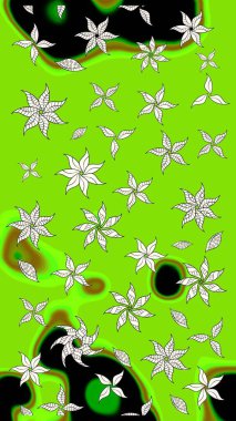 Sevimli çiçek raster deseni. Sketch Colour Spring Theme eskiz kalıbı. Yeşil renkli çiçekler. Düz Çiçek Elementleri Tasarımı.