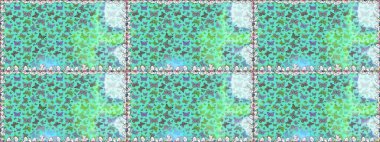 Mavi ve yeşil renkler üzerine illüstrasyon. Soyut, pürüzsüz bir arkaplan. Kelebek deseni. Raster. Moda Kumaşı Tasarımı.