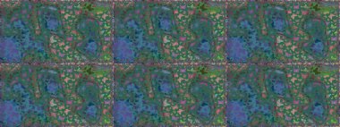 Giysi tasarımı için dekor arka planı. Raster illüstrasyonu. Parmak izi dokuları için sevimli kelebek deseni. Mavi ve yeşil kelebek deseni.