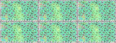 Kumaş, kağıt, ambalaj kâğıdı ve duvar kağıdı tasarımı için harika bir arka plan. Raster illüstrasyonu. Kusursuz. Mavi ve yeşil kelebekler. Egzotik hayvanlar.